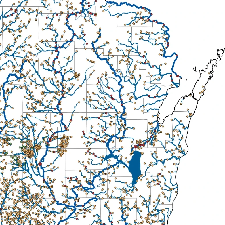 Fine-line hydrography map drawn for exhibition